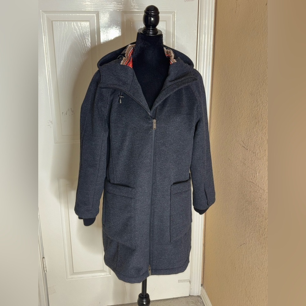 New Pendleton Women's Beverly Wool Blend Hooded Coat In Dark Gray Size Medium - Picture 5 of 13